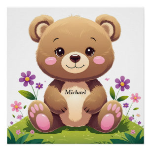 Pôster Urso Fofo – Lindo Poster Perfeito para Quarto de C