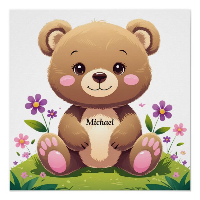 Pôster Urso Fofo – Lindo Poster Perfeito para Quarto de C (Frente)