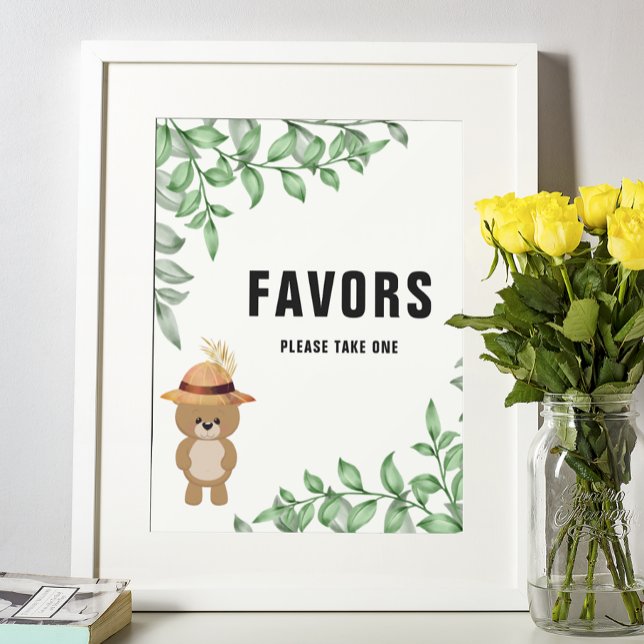 Poster Urso Fofo Na Floresta Favoritos Chás de Bebê   (Criador carregado)