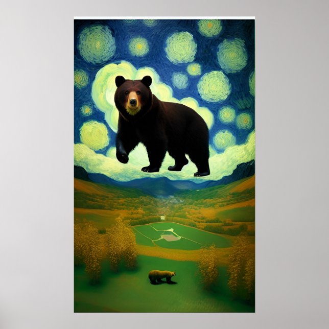 Poster Urso gigante da noite estrelada (Frente)
