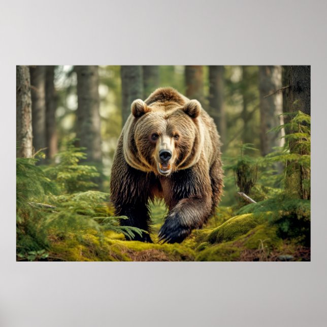 Poster Urso Grizzly Natureza Animal Maiestosa Selvagem (Frente)