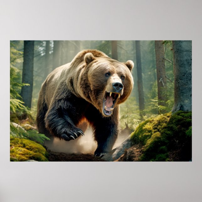 Poster Urso Grizzly Natureza Animal Maiestosa Selvagem (Frente)