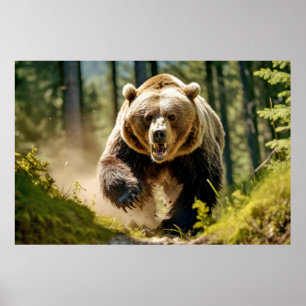 Poster Urso Grizzly Natureza Animal Maiestosa Selvagem