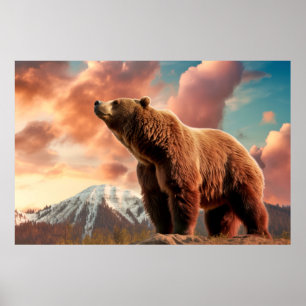 Poster Urso Grizzly Natureza Animal Maiestosa Selvagem