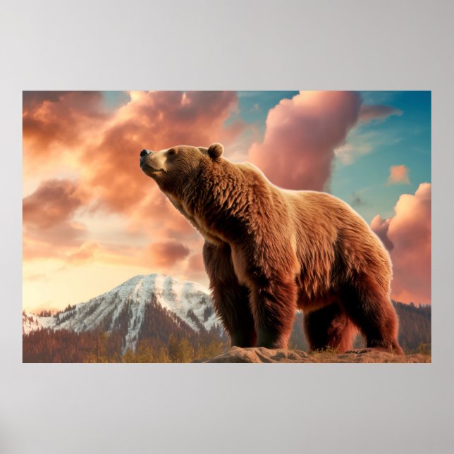 Poster Urso Grizzly Natureza Animal Maiestosa Selvagem (Frente)