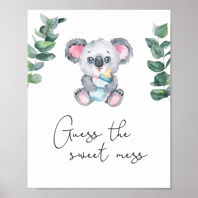 Poster Urso koala - Adivinhe a bagunça doce (Frente)