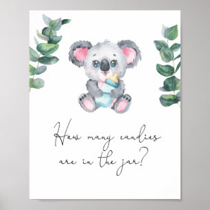 Poster Urso koala - adivinhe quantos doces