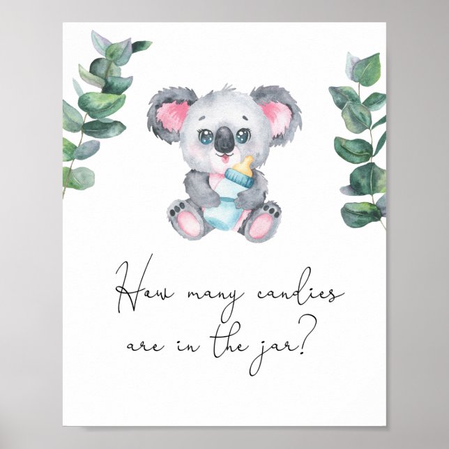 Poster Urso koala - adivinhe quantos doces (Frente)