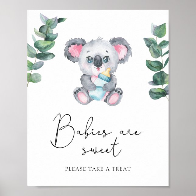 Poster Urso Koala - bebês são doces (Frente)