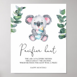 Poster Urso Koala - caça chupeta jogo para chá de bebê