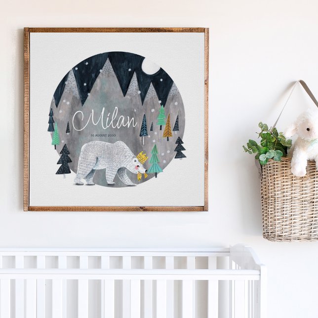 Poster Urso montanhas lua de inverno  (Criador carregado)