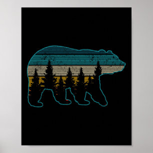 Poster Urso Natureza Grizzly Marrom Urso Preto Caminhada