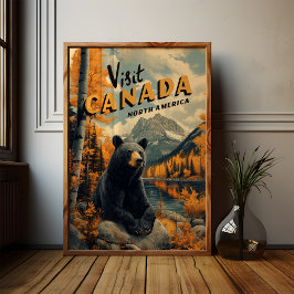 Poster Urso Negro do Canadá Viagem Vintage