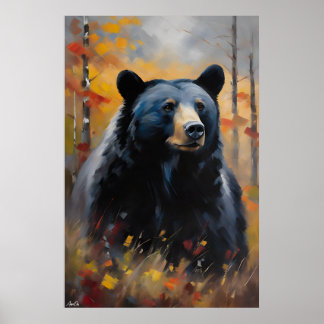 Pôster | Urso Negro | Estilo de pintura a óleo