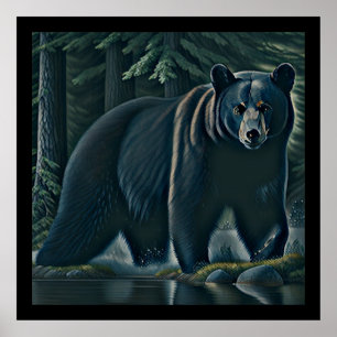 Poster Urso Negro Majestoso Da Floresta Norte