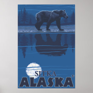 Pôster Urso no luar - Sitka, Alaska