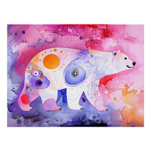 Pôster Urso Nórdico em Aquarela