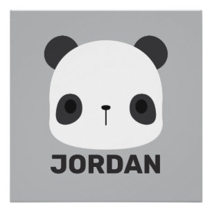 Pôster Urso Panda Bonito com Nome Personalizado