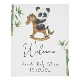 Pôster Urso Panda e Bambu - Placa de Espuma de Boas-Vinda