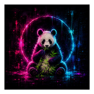 Pôster Urso Panda Neon
