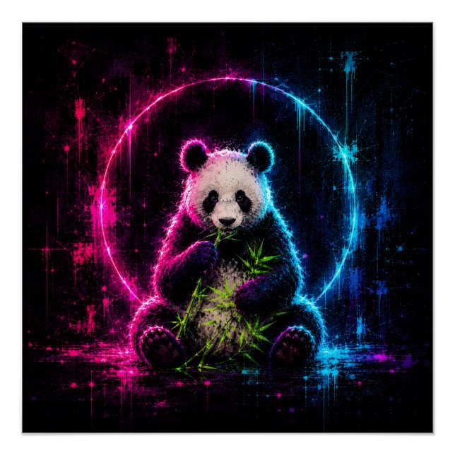 Pôster Urso Panda Neon (Frente)
