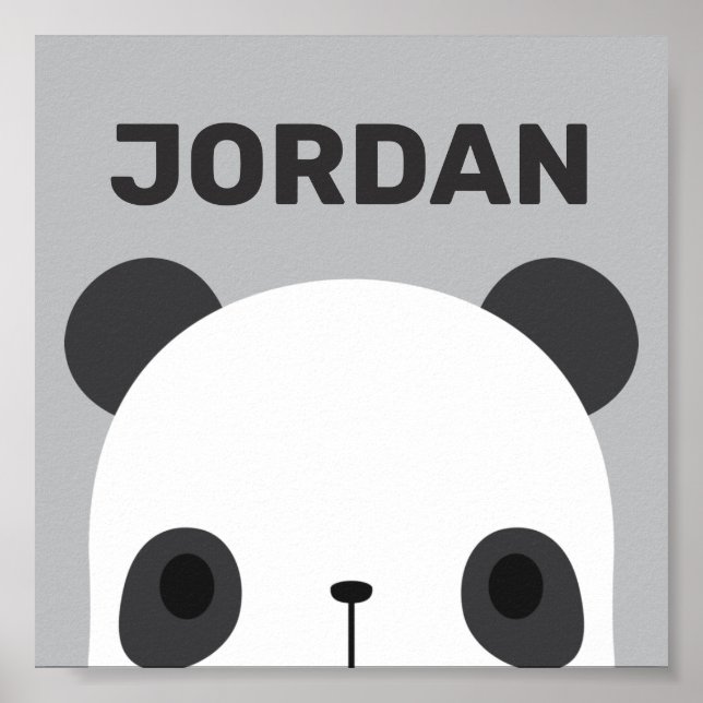 Poster Urso Panda Pequeno Fofo com Nome Personalizado (Frente)