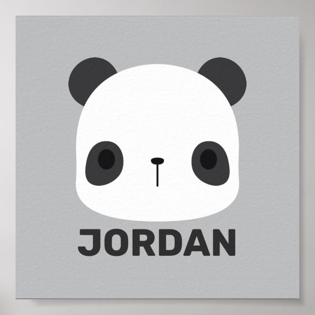 Poster Urso Panda Pequeno Fofo com Nome Personalizado (Frente)