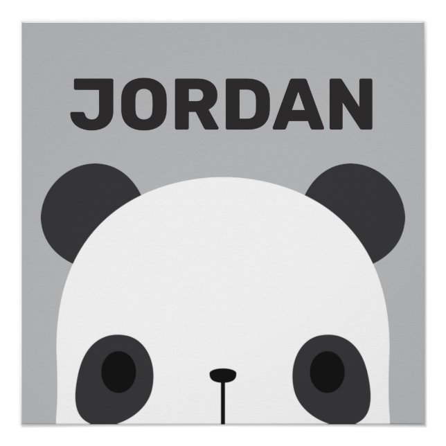 Pôster Urso Panda Pequeno Fofo com Nome Personalizado (Frente)