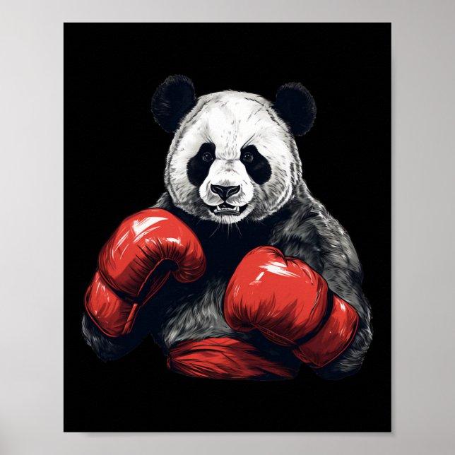 Poster Urso Panda Vestindo Luvas De Boxim - Boxing Engraç (Frente)