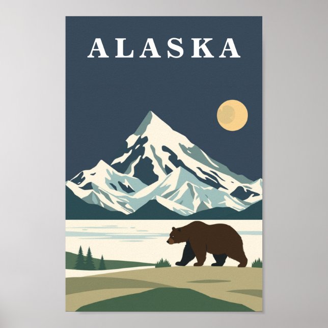 Poster Urso Pardo de Viagens Antigas do Alasca (Frente)