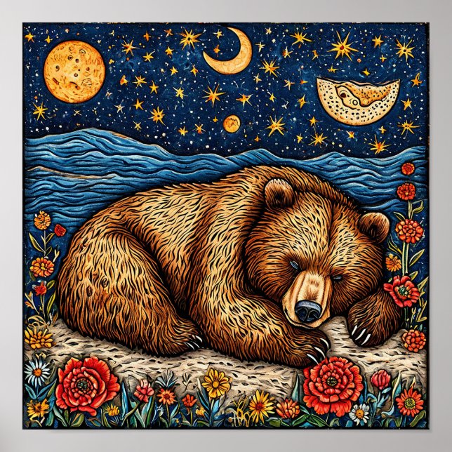 Poster Urso Pardo dormindo (Frente)