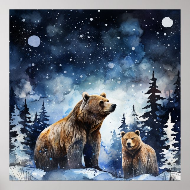 Poster Urso Pardo e Bebê (Frente)