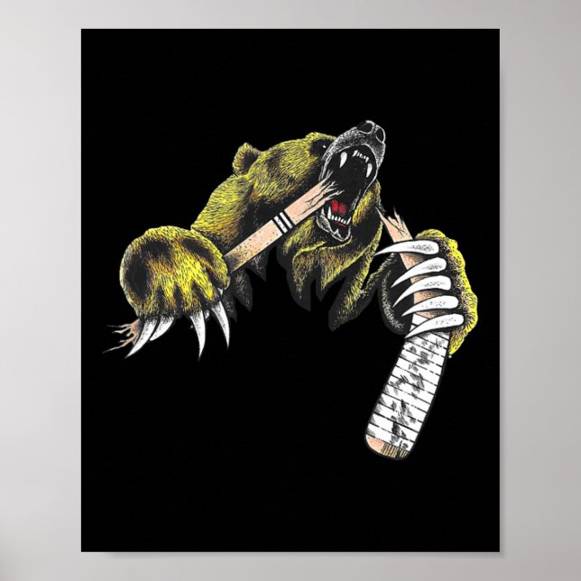 Poster Urso Pardo Explodindo Embora Adorando Bastão de Hó (Frente)