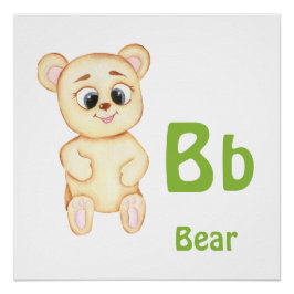 Pôster Urso personalizar ABC: Letra B - Adicione seu Nome