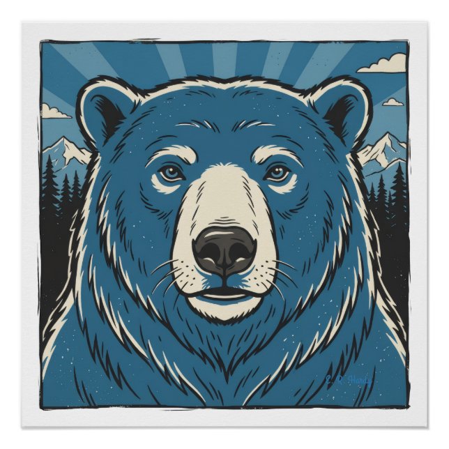 Pôster Urso Polar Azul (Frente)