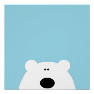 Pôster Urso Polar Azul Arte Cartoon 