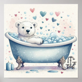 Poster Urso Polar Banho de Espuma