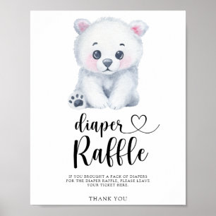 Poster Urso polar bebê - cartaz de rifa de fralda