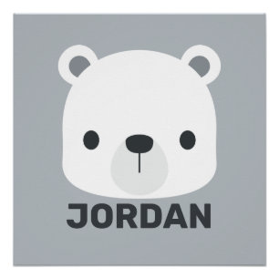 Pôster Urso Polar Bonito com Nome Personalizado