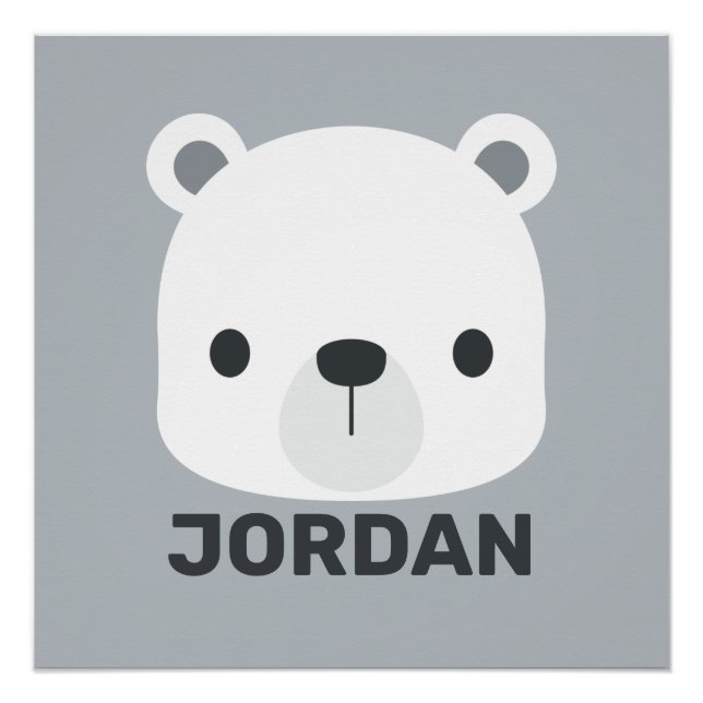 Pôster Urso Polar Bonito com Nome Personalizado (Frente)