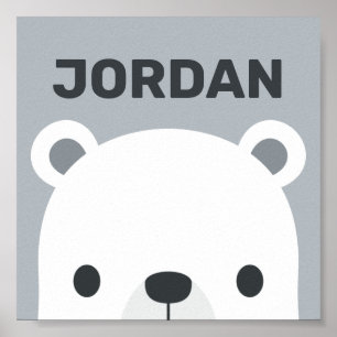 Poster Urso Polar Bonito com Nome Personalizado