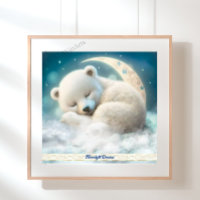 Urso Polar Bonito Dormindo na Lua em Arte de Nuven