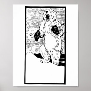 Poster Urso Polar Boxeando Luta Aquecimento Global Engraç