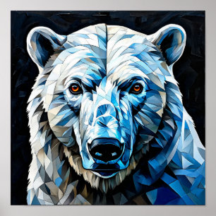 Poster Urso Polar Colorido Mosaico Arte Ártica