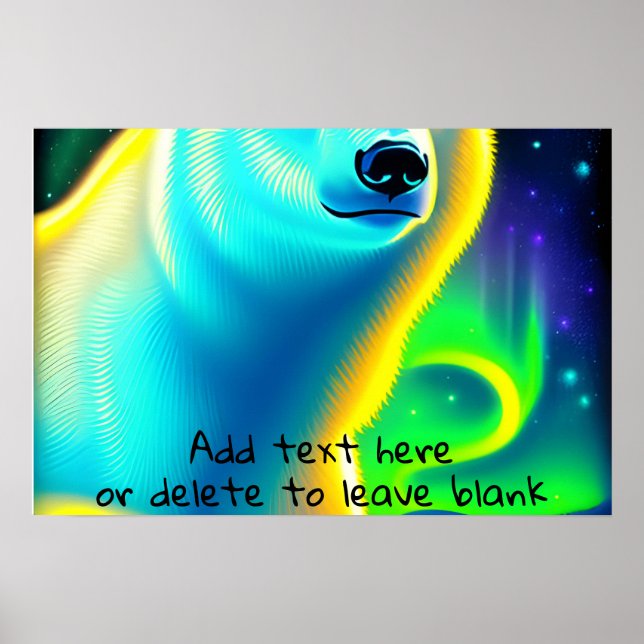 Poster Urso Polar com Luzes de Norte. Texto editável (Frente)