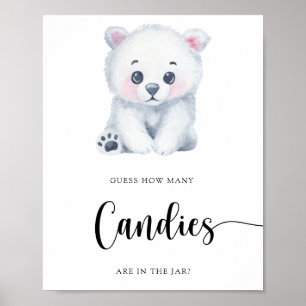 Poster Urso polar de inverno - adivinhe quantos doces