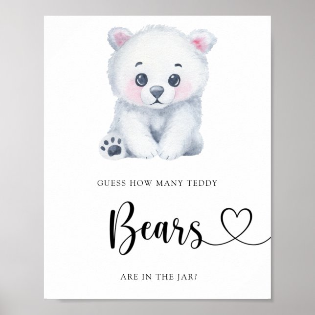 Poster Urso Polar de Inverno - adivinhe quantos ursos (Frente)
