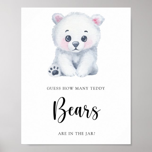 Poster Urso Polar de Inverno - adivinhe quantos ursos de  (Frente)
