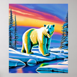 Poster Urso Polar de Neve Selvagem do Ártico