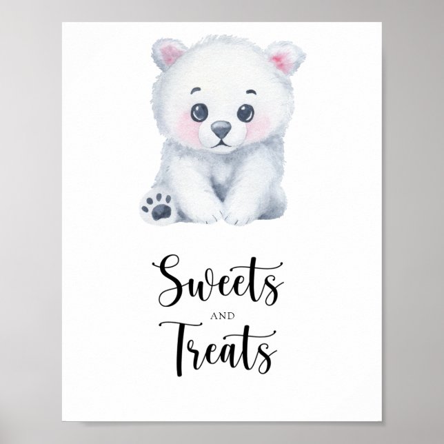 Poster Urso polar - doces e guloseimas chá de fraldas (Frente)